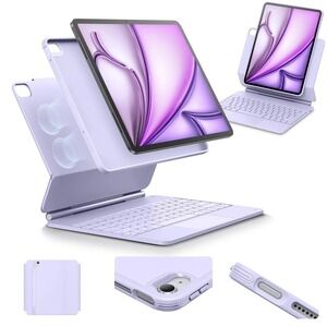 ESR iPad Air 13" Keyboard Case Magnetic Stand Purple Rebound 360 Series M4/M3/M2